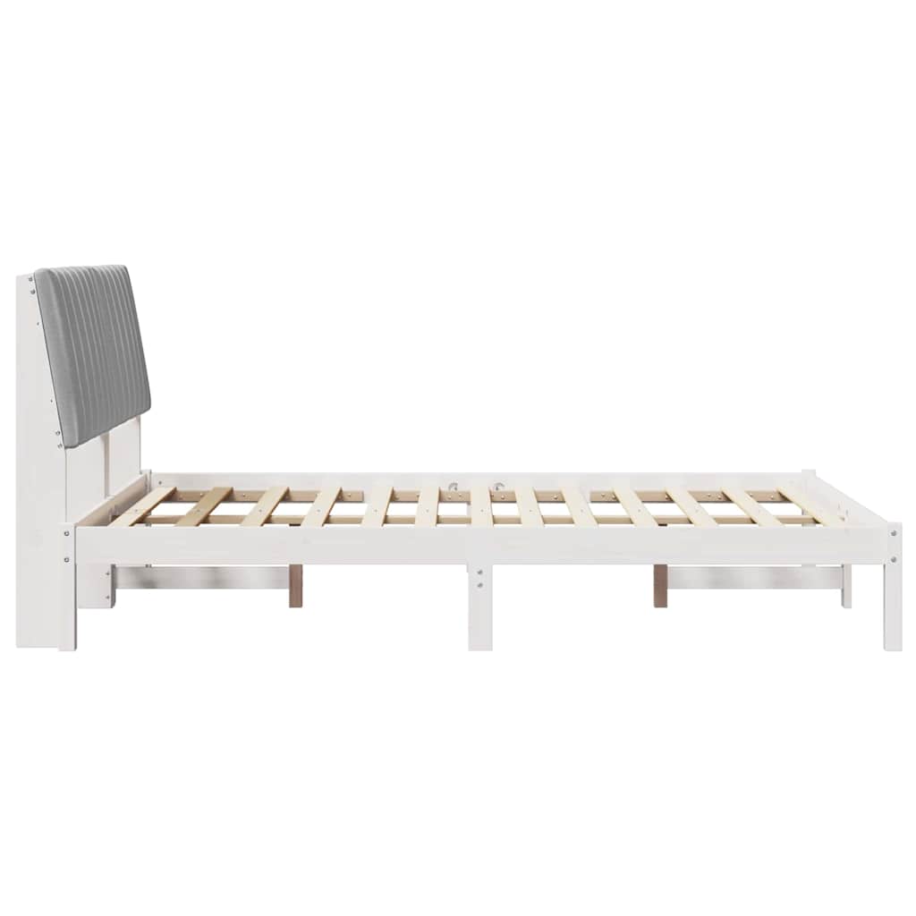 Bed Frame Light Grey 140 x 200 cm Solid Pine Wood