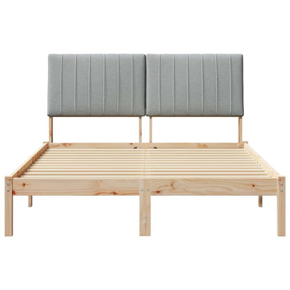 Bed Frame Light Grey 140 x 190 cm Solid Pine Wood