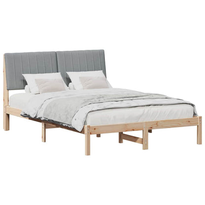 Bed Frame Light Grey 140 x 190 cm Solid Pine Wood