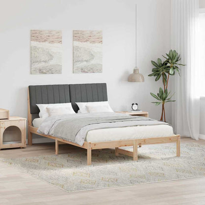 Bed Frame with Headboard Dark Grey 140 x 190 cm Solid Pine Wood