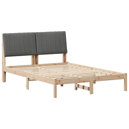 Bed Frame with Headboard Dark Grey 140 x 190 cm Solid Pine Wood