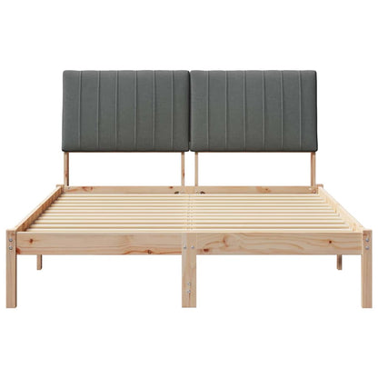 Bed Frame with Headboard Dark Grey 140 x 190 cm Solid Pine Wood