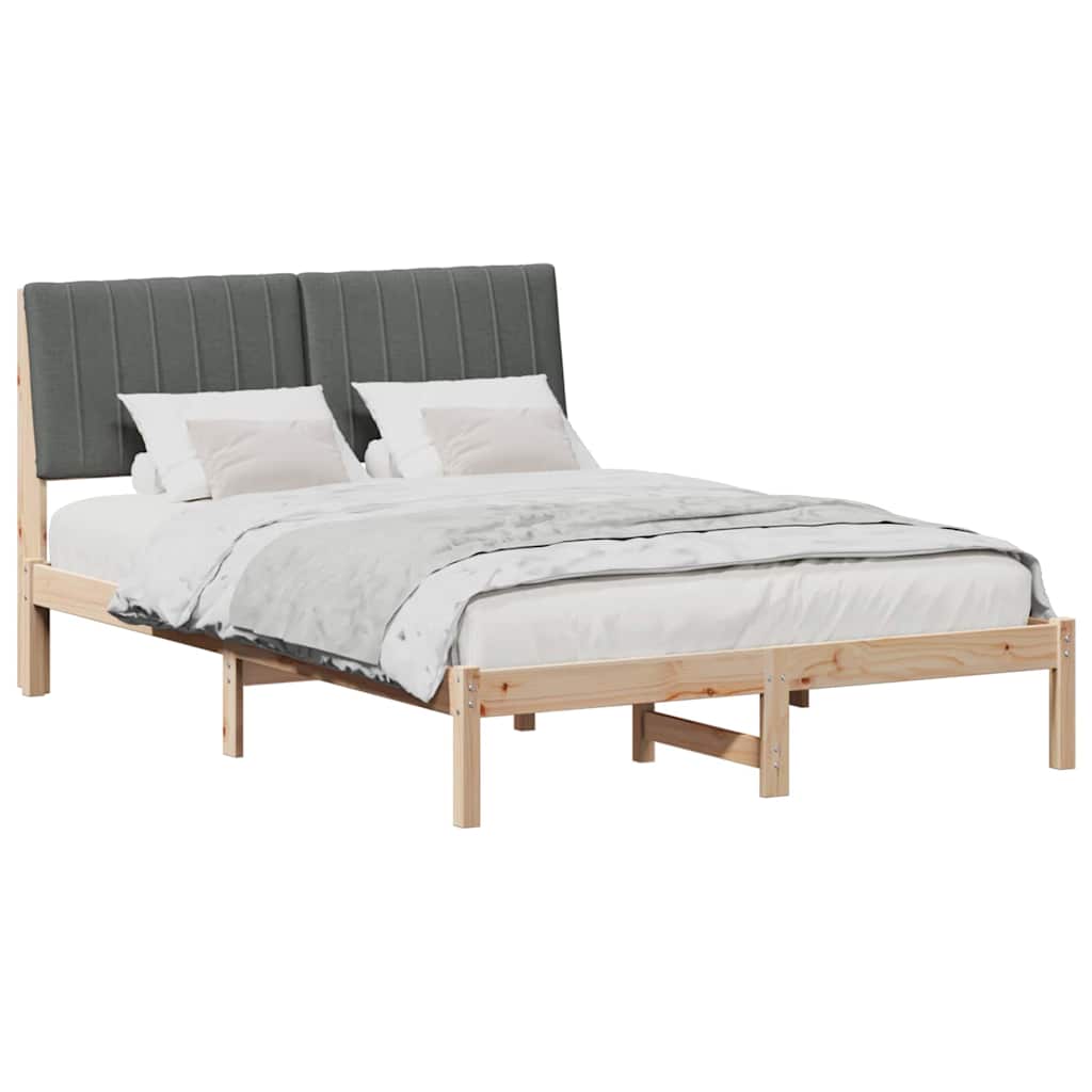 Bed Frame with Headboard Dark Grey 140 x 190 cm Solid Pine Wood