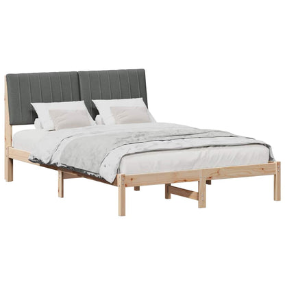 Bed Frame with Headboard Dark Grey 140 x 190 cm Solid Pine Wood