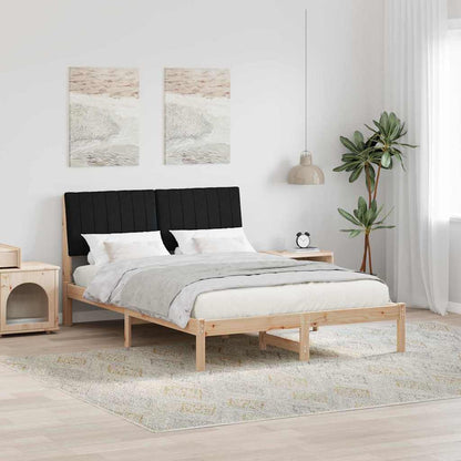 Bed Frame with Headboard Black 140 x 190 cm Solid Pine Wood