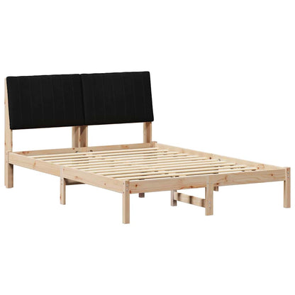 Bed Frame with Headboard Black 140 x 190 cm Solid Pine Wood
