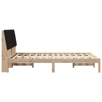 Bed Frame with Headboard Black 140 x 190 cm Solid Pine Wood