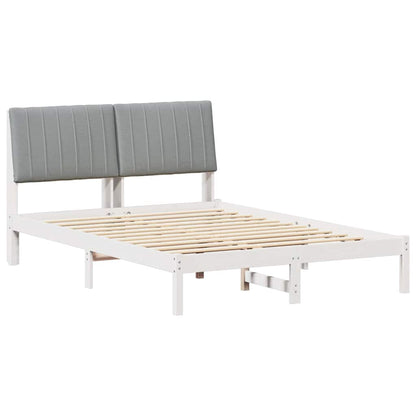 Bed Frame Light Grey 140 x 190 cm Solid Pine Wood