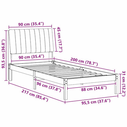 Bed Frame with Headboard Brown 90 x 200 cm Solid Pine Wood