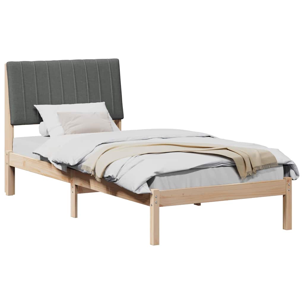 Bed Frame with Headboard Brown 90 x 200 cm Solid Pine Wood
