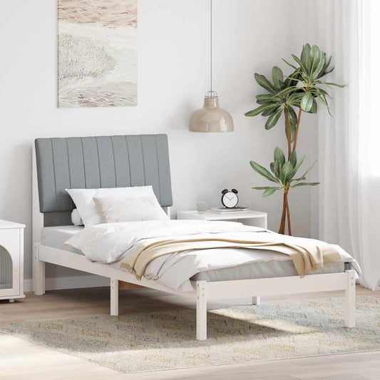 Bed Frame with Headboard White 90 x 200 cm Solid Pine Wood