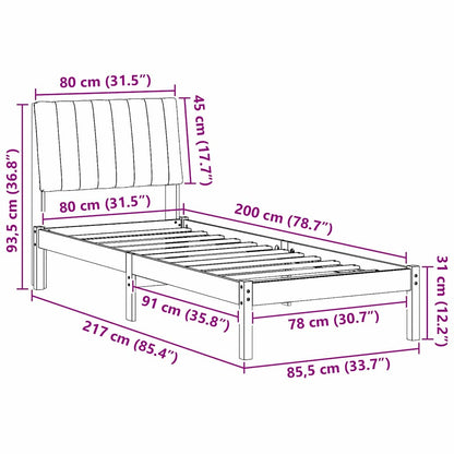 Bed Frame with Headboard Brown 80 x 200 cm Solid Pine Wood