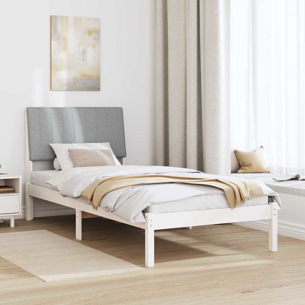 Bed Frame with Headboard White 90 x 190 cm Solid Pine Wood