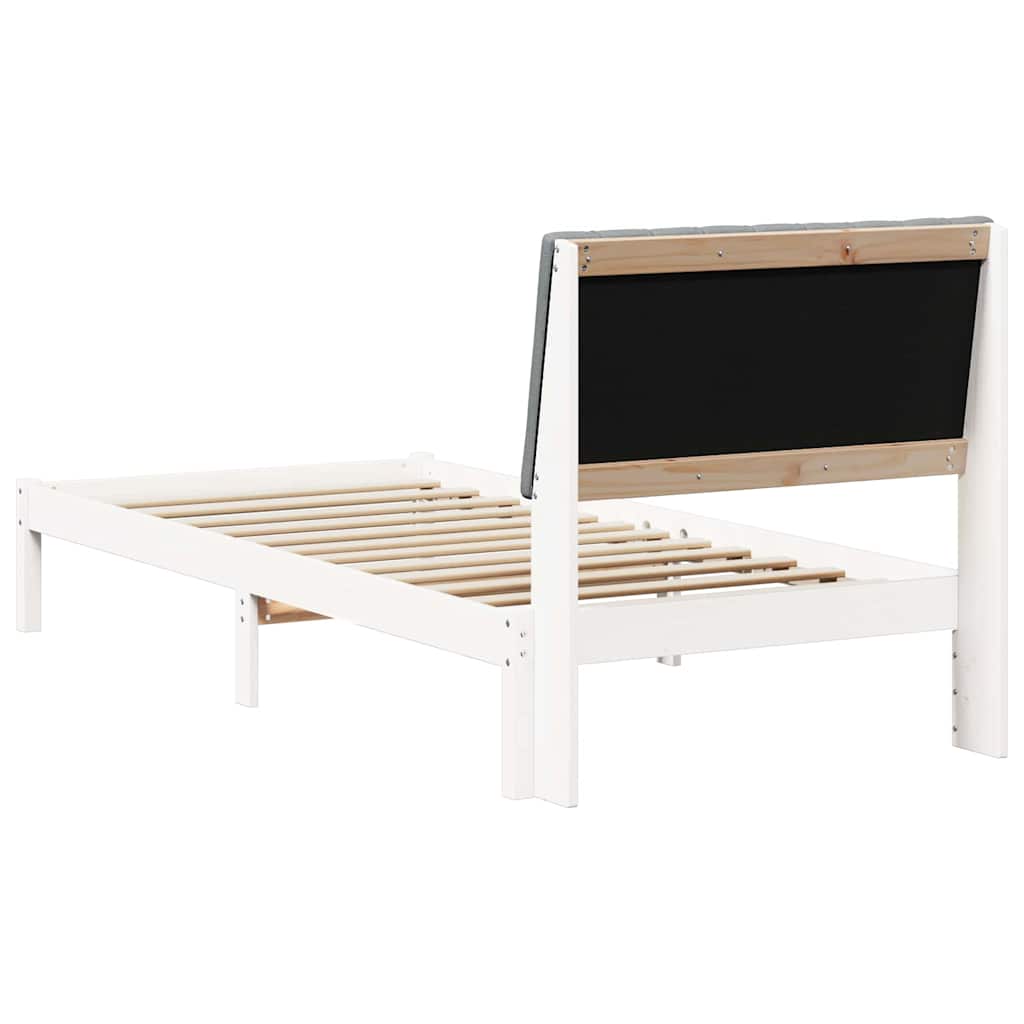 Bed Frame with Headboard White 90 x 190 cm Solid Pine Wood