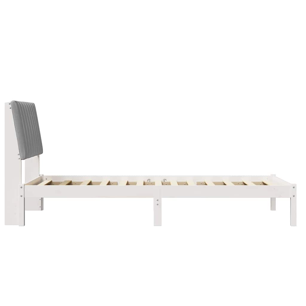 Bed Frame with Headboard White 90 x 190 cm Solid Pine Wood