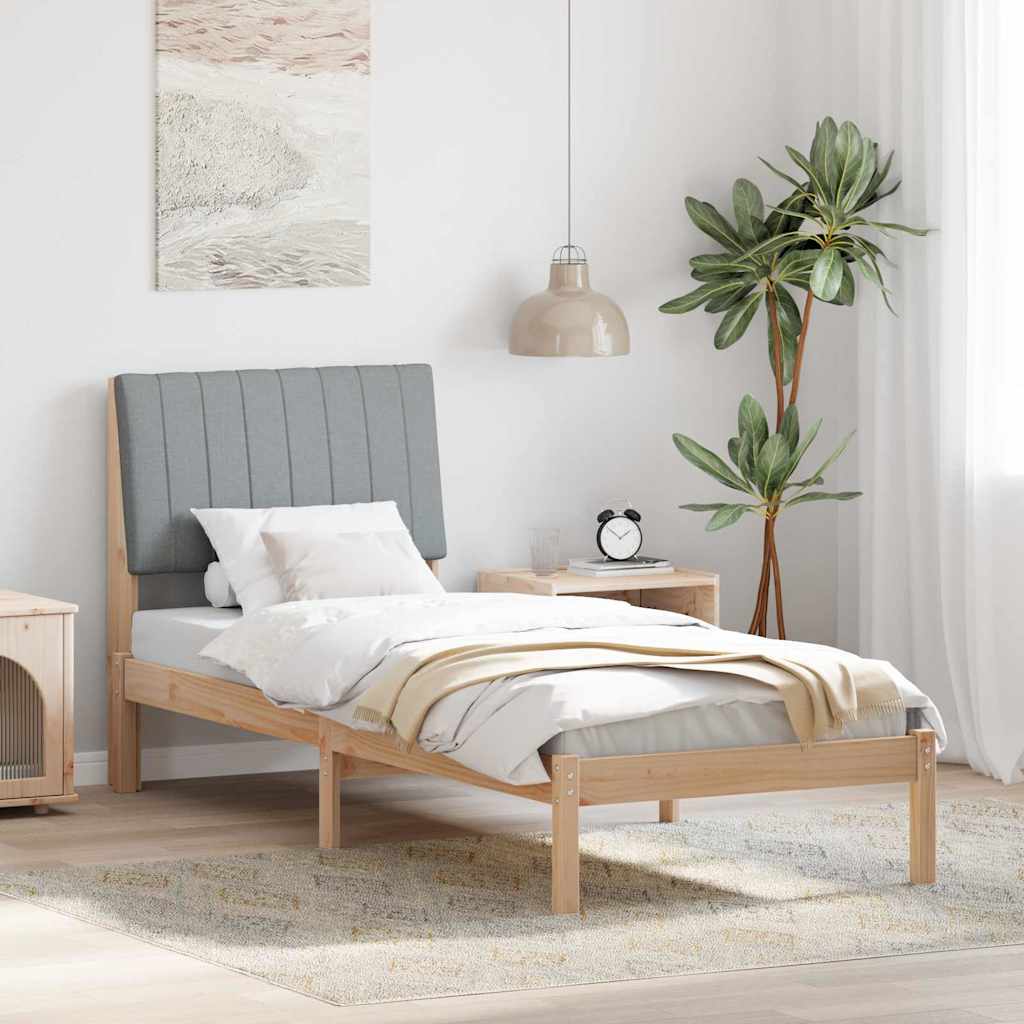 Bed Frame with Headboard Brown 75 x 190 cm Solid Pine Wood