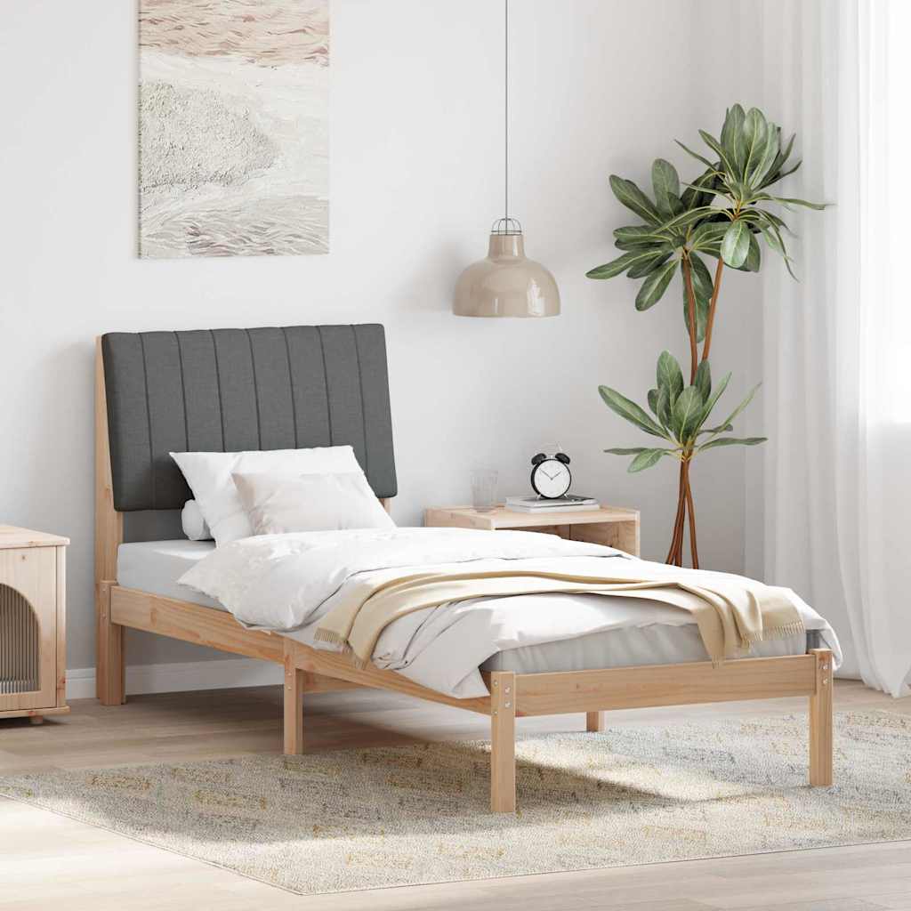 Bed Frame with Headboard Brown 75 x 190 cm Solid Pine Wood