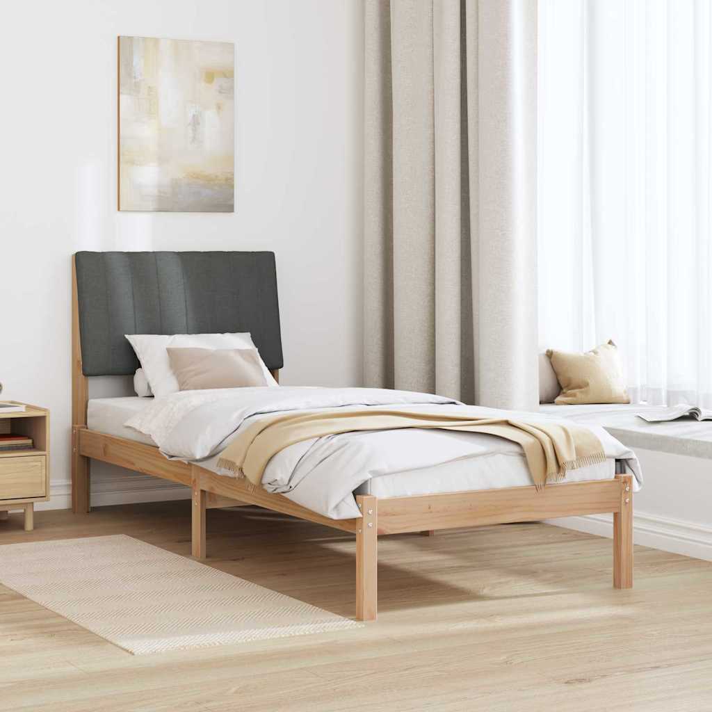 Bed Frame with Headboard Brown 75 x 190 cm Solid Pine Wood