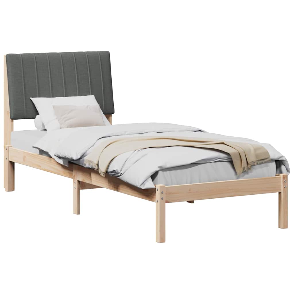 Bed Frame with Headboard Brown 75 x 190 cm Solid Pine Wood