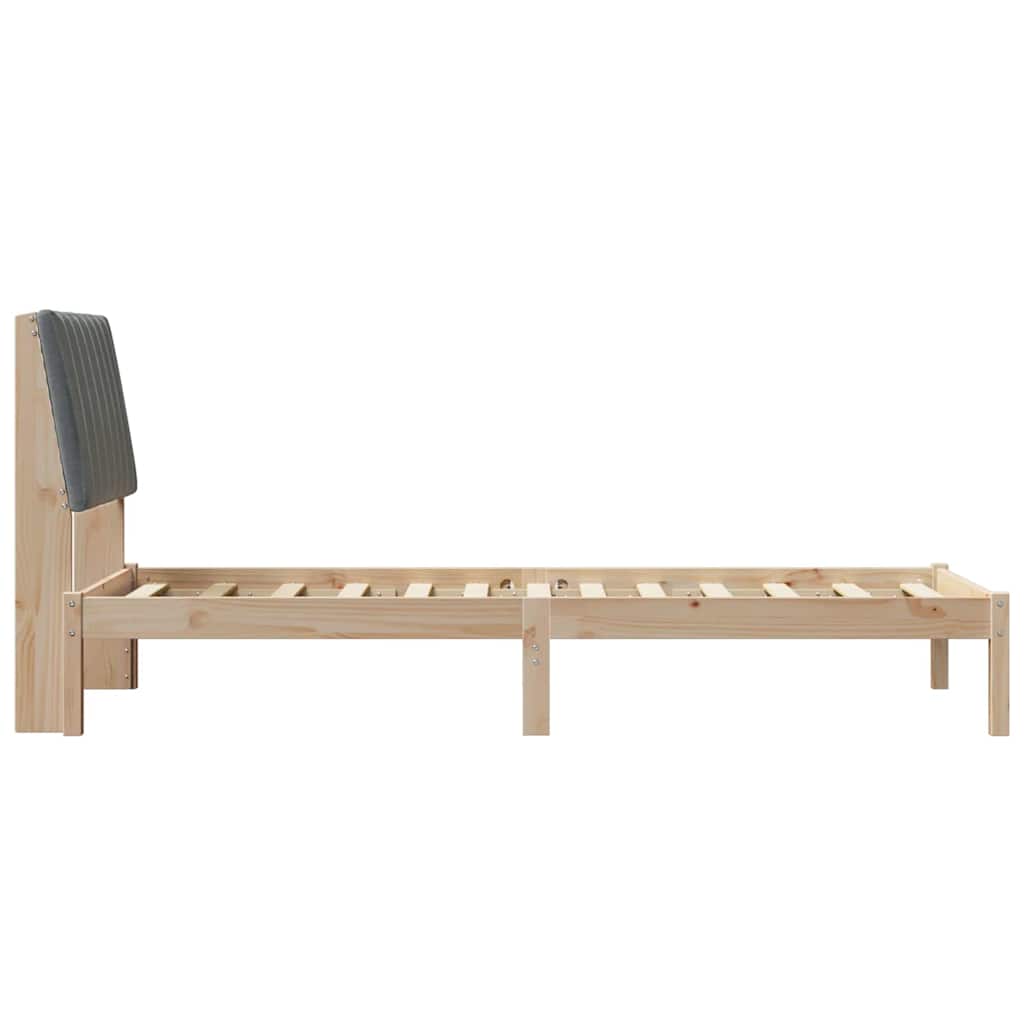 Bed Frame with Headboard Brown 75 x 190 cm Solid Pine Wood