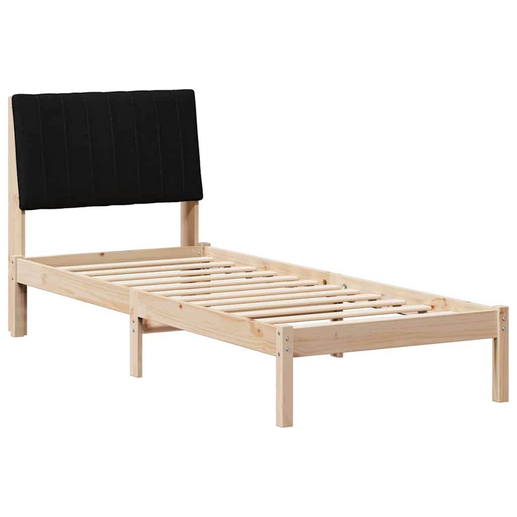 Bed Frame with Headboard Brown 75 x 190 cm Solid Pine Wood