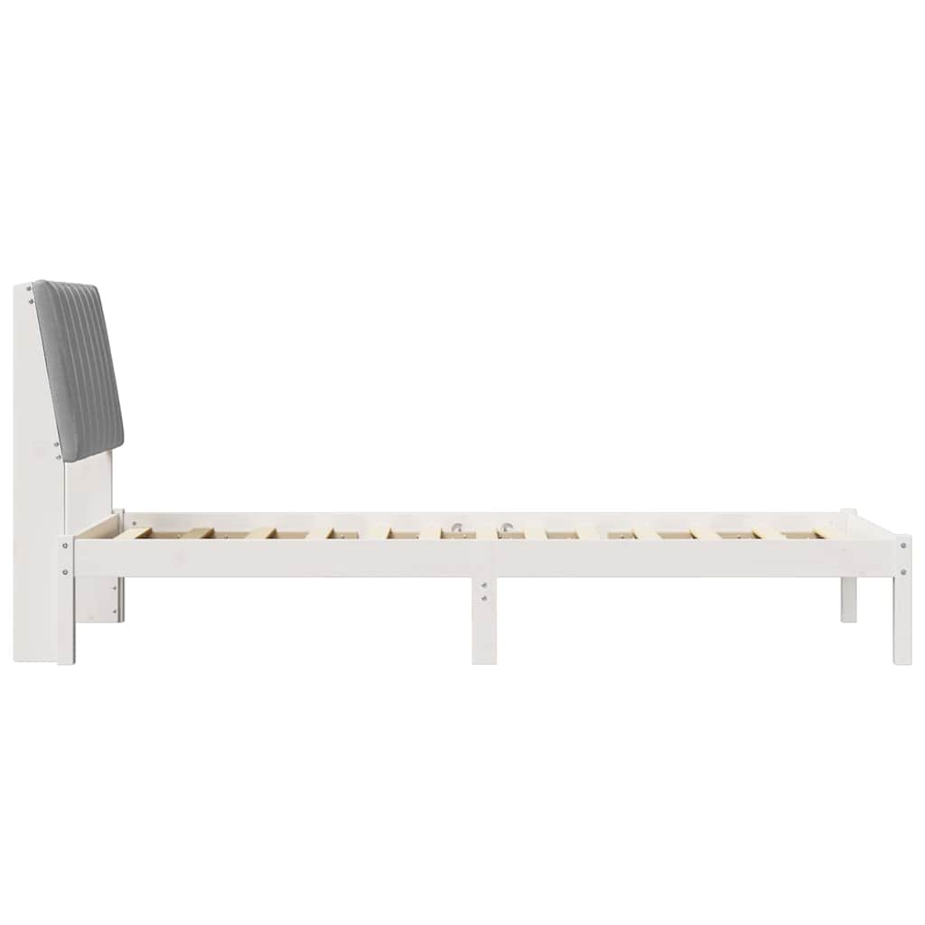 Bed Frame with Headboard White 75 x 190 cm Solid Pine Wood