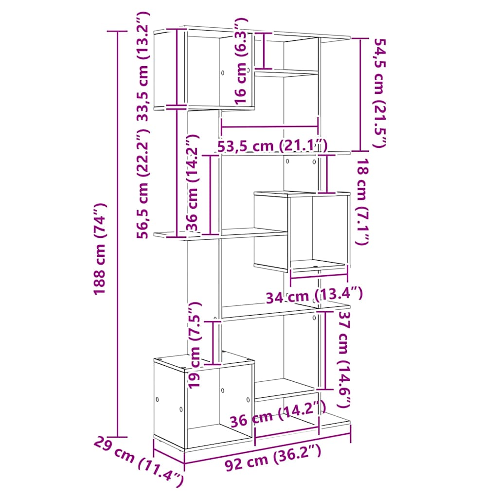 Book Cabinet Black oak 92 x 29 x 188 cm Engineered wood