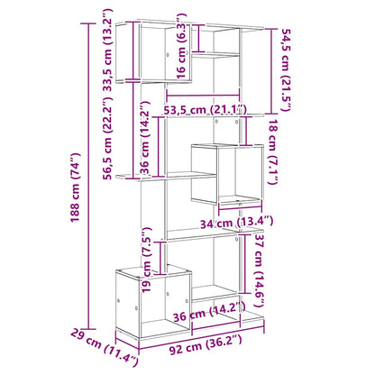 Book Cabinet Black oak 92 x 29 x 188 cm Engineered wood