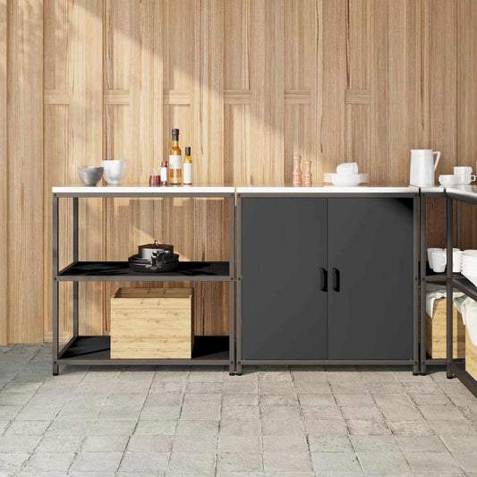 Kitchen Storage Set with Shelf 2 pcs Black 180 x 50 x 92 cm
