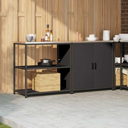 Kitchen Storage Set with Shelf 2 pcs Black 180 x 50 x 92 cm