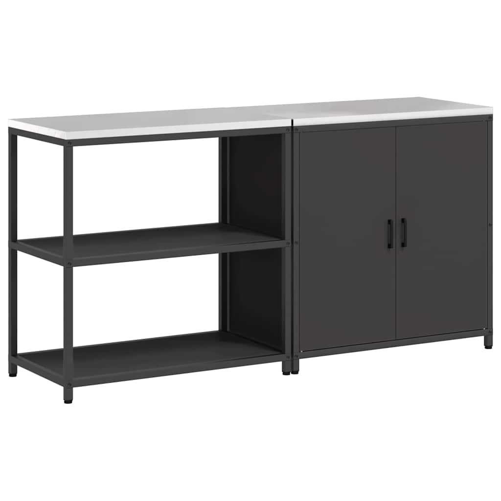 Kitchen Storage Set with Shelf 2 pcs Black 180 x 50 x 92 cm