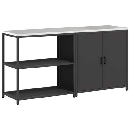 Kitchen Storage Set with Shelf 2 pcs Black 180 x 50 x 92 cm