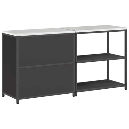 Kitchen Storage Set with Shelf 2 pcs Black 180 x 50 x 92 cm