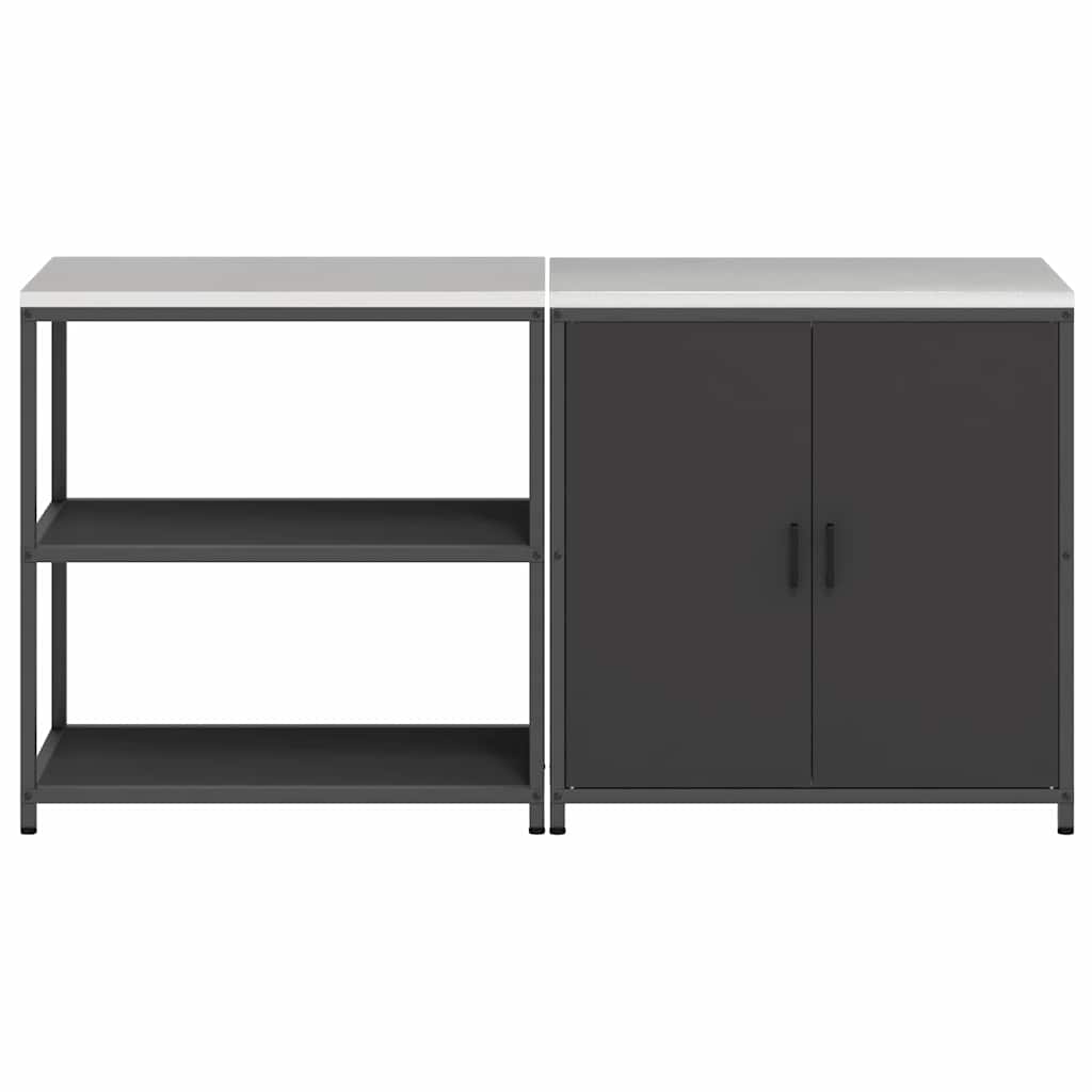 Kitchen Storage Set with Shelf 2 pcs Black 180 x 50 x 92 cm