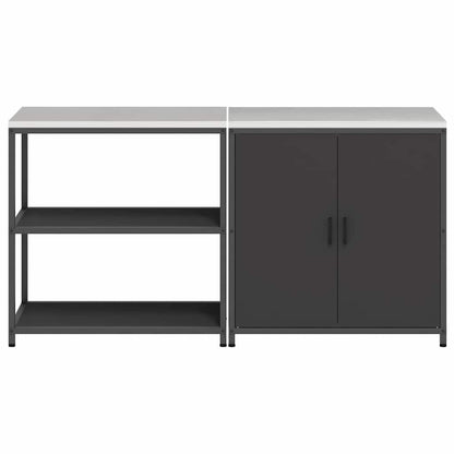 Kitchen Storage Set with Shelf 2 pcs Black 180 x 50 x 92 cm
