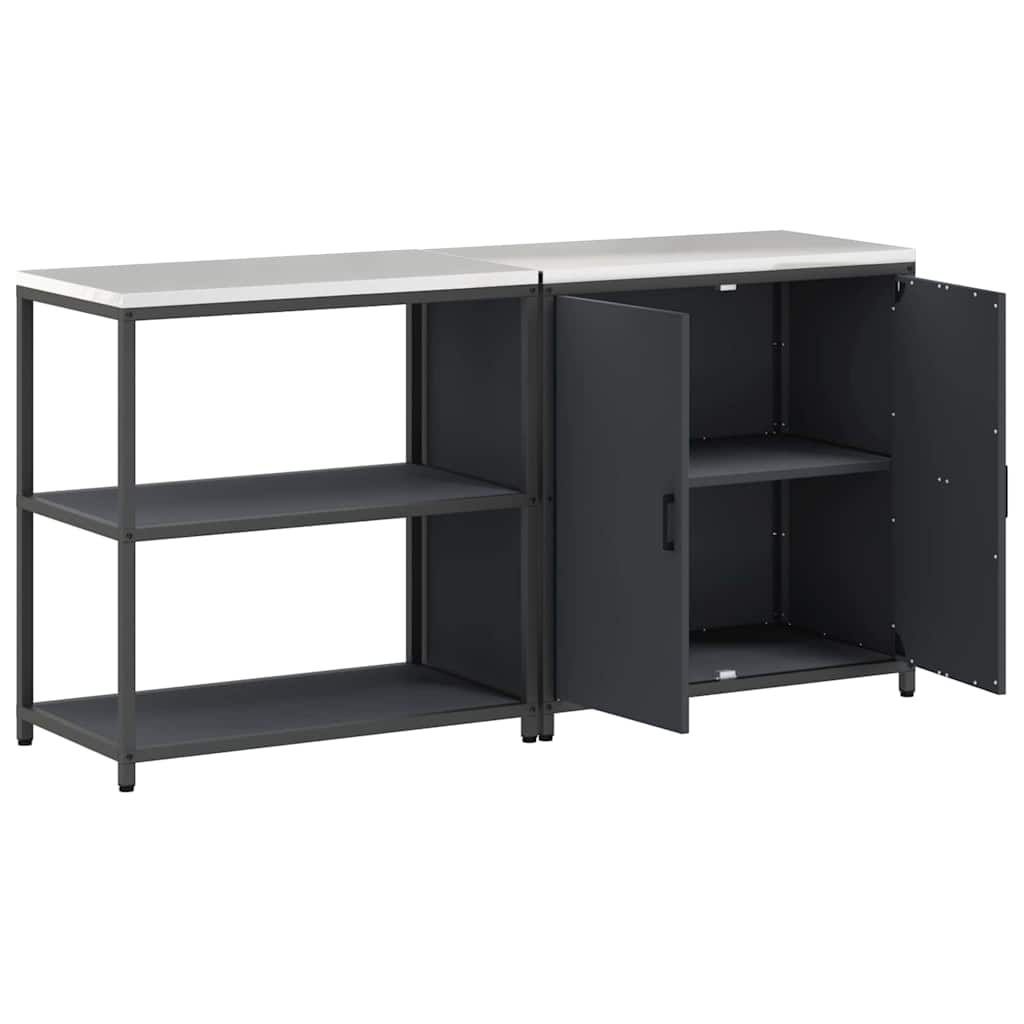 Kitchen Storage Set with Door 2 pcs Anthracite 180 x 50 x 92 cm