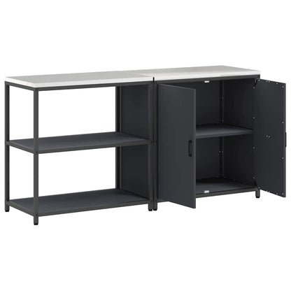 Kitchen Storage Set with Door 2 pcs Anthracite 180 x 50 x 92 cm