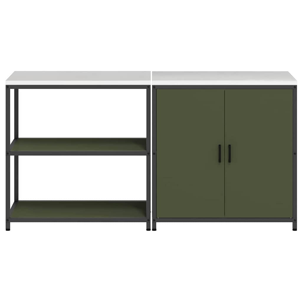 Kitchen Storage Set 2 pcs Olive Green 180 x 50 x 92 cm