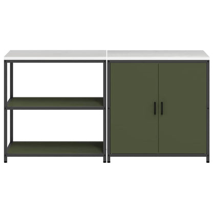 Kitchen Storage Set 2 pcs Olive Green 180 x 50 x 92 cm