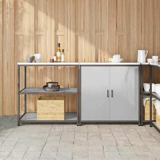 Kitchen Storage Set with Shelf 2 pcs Sliver 180 x 50 x 92 cm