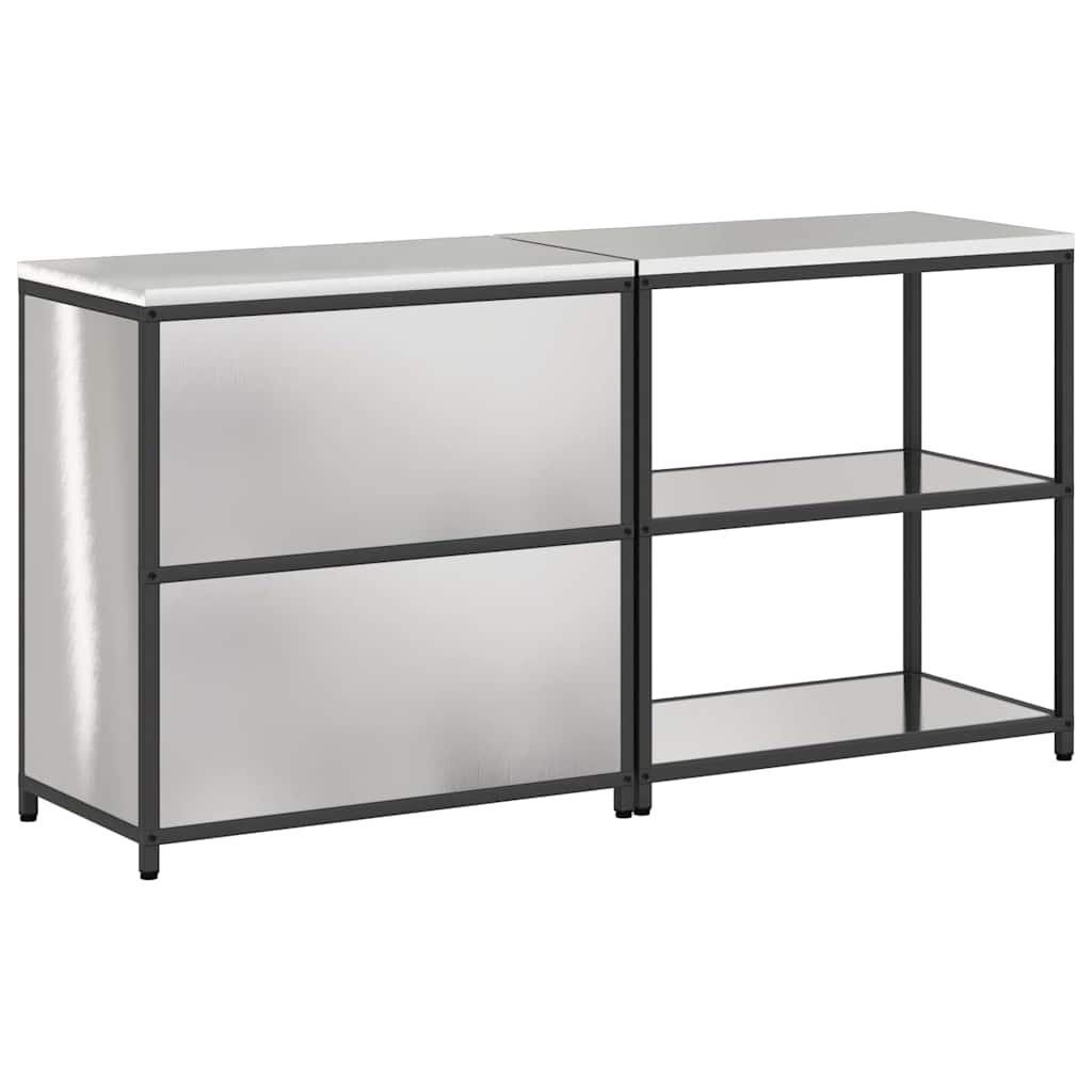 Kitchen Storage Set with Shelf 2 pcs Sliver 180 x 50 x 92 cm