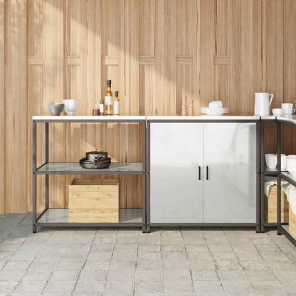 Kitchen Storage Set with Shelf 2 pcs Sliver 180 x 50 x 92 cm