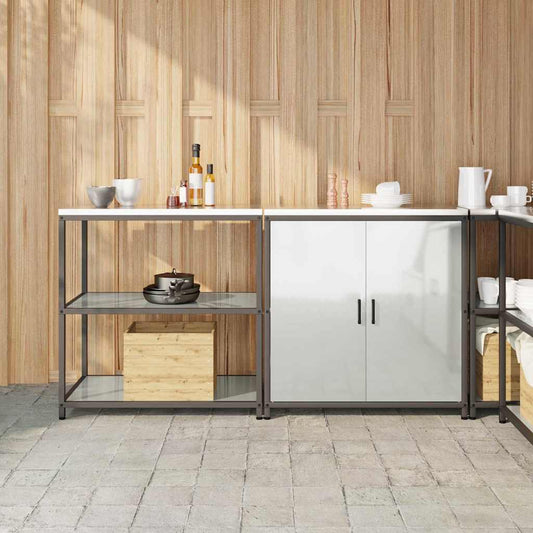 Kitchen Storage Set with Shelf 2 pcs Sliver 180 x 50 x 92 cm