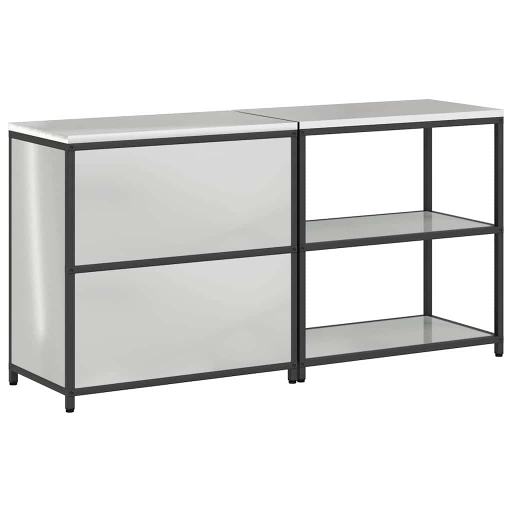 Kitchen Storage Set with Shelf 2 pcs Sliver 180 x 50 x 92 cm