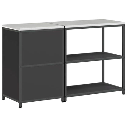 Kitchen Storage Set with Shelf 2 pcs Black Cold-rolled steel