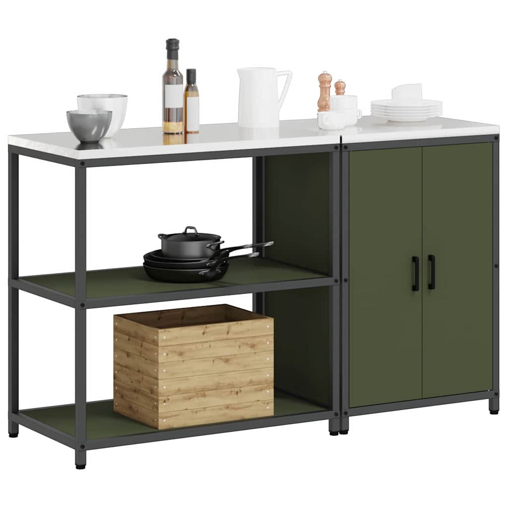 Kitchen Storage Set 2 pcs Olive Green Cold-rolled steel