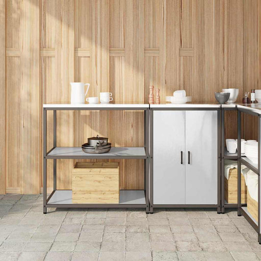 Kitchen Storage Set with Shelf 2 pcs Sliver Stainless steel