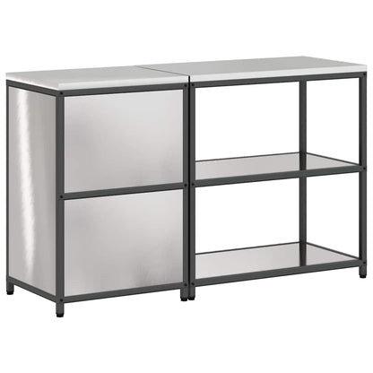Kitchen Storage Set with Shelf 2 pcs Sliver Stainless steel