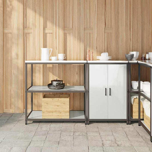 Kitchen Storage Set with Shelf 2 pcs Sliver Galvanised steel