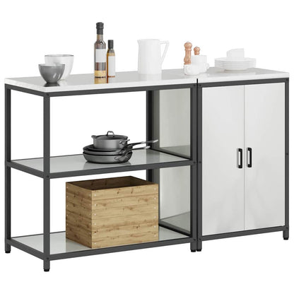 Kitchen Storage Set with Shelf 2 pcs Sliver Galvanised steel